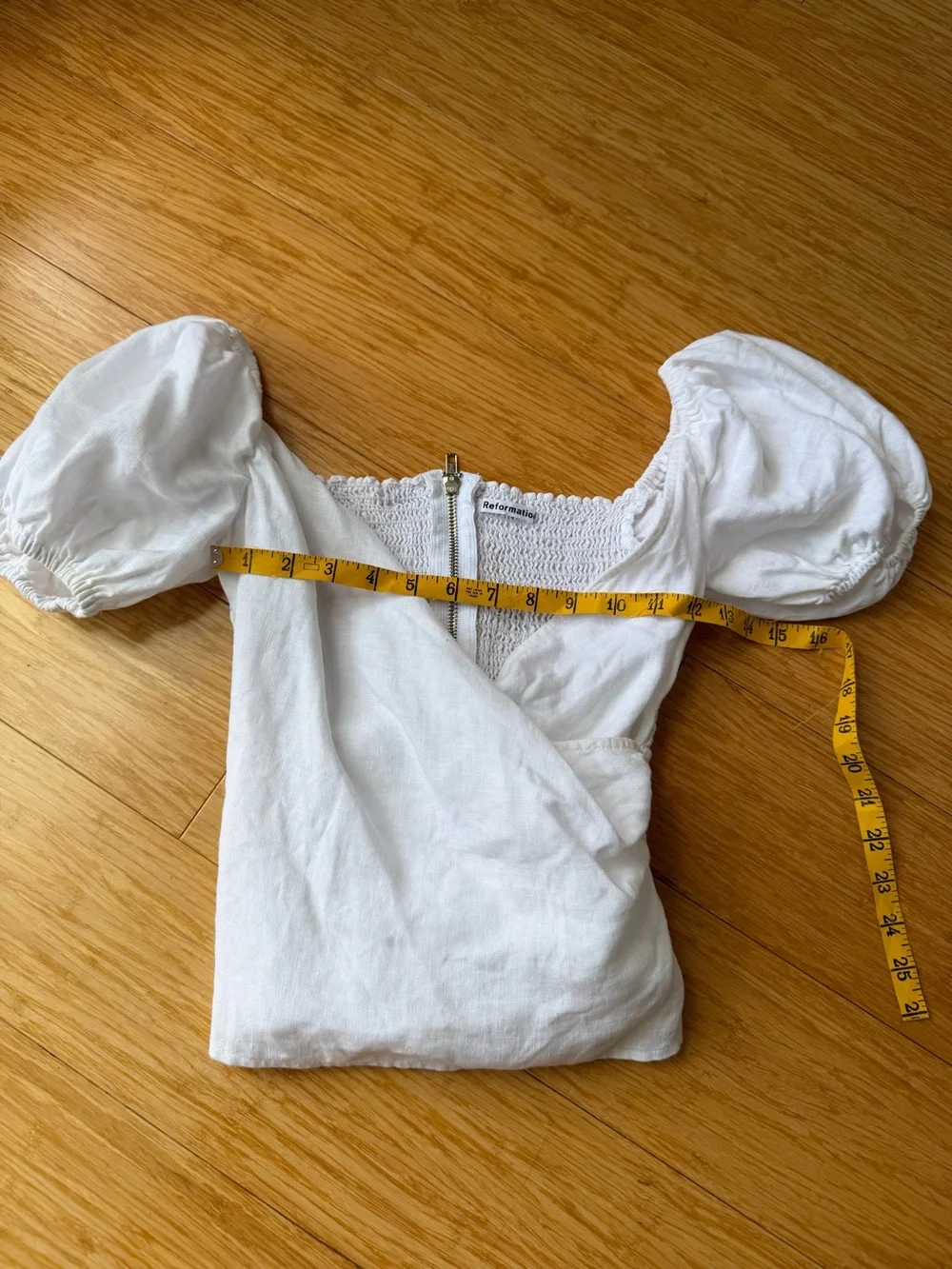 Reformation Framboise White Linen Puff Sleeve Top Size 4